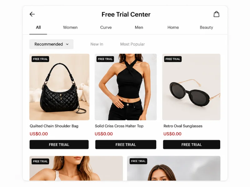 Available SHEIN Free Trial products